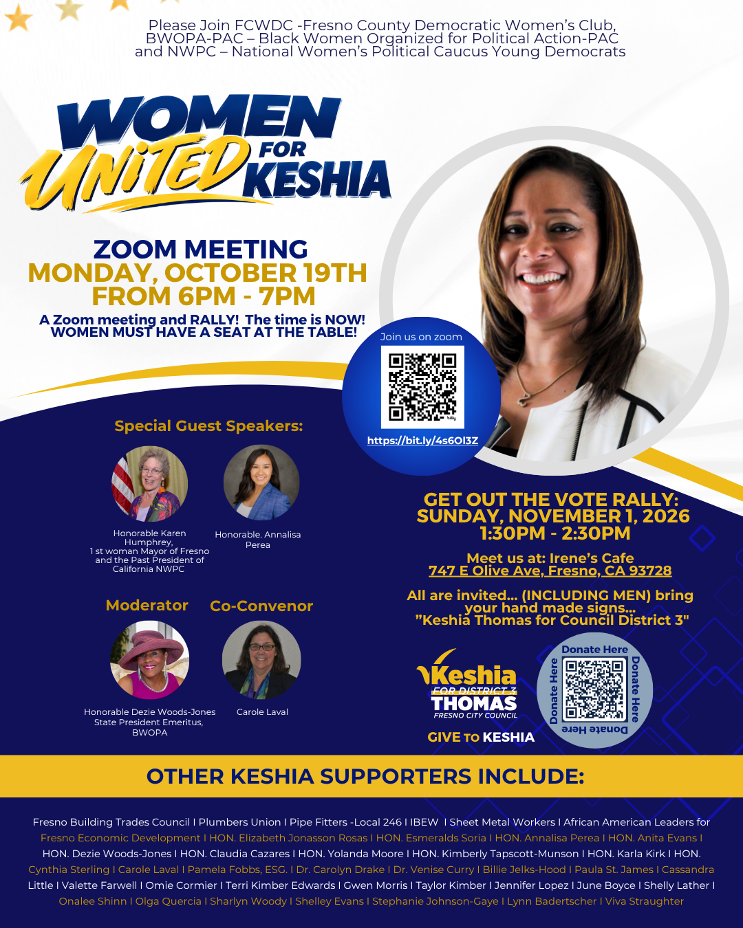 Women United for Keshia: Zoom Meeting & Rally — Monday, October 19
